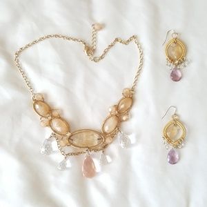 LOFT Stone Gold and Gem Statement Necklace